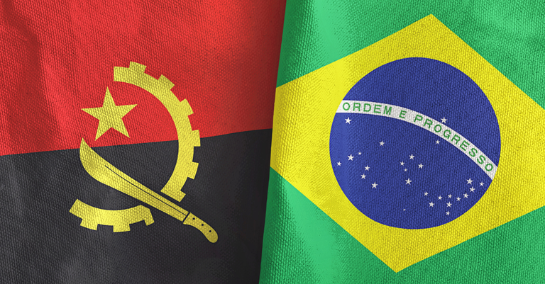 Flags of Angola and Brazil side by side