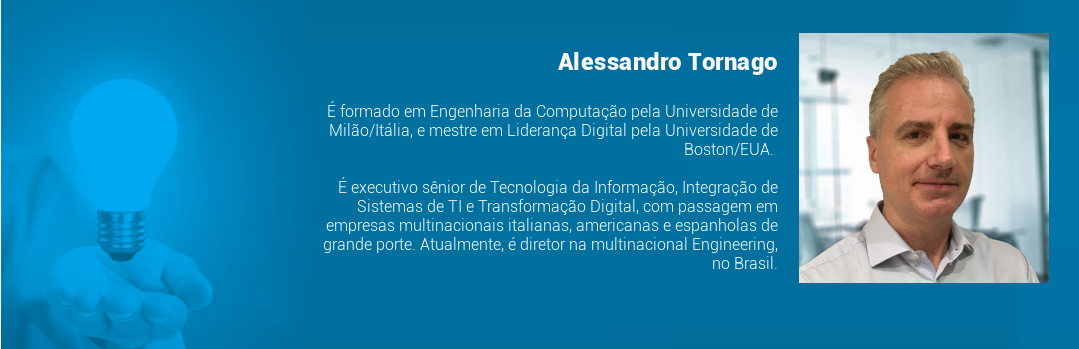 É formado em Engenharia da Computação pela Universidade de Milão/Itália, e mestre em Liderança Digital pela Universidade de Boston/EUA. É executivo sênior de Tecnologia da Informação, Integração de Sistemas de TI e Transformação Digital, com passagem em empresas multinacionais italianas, americanas e espanholas de grande porte. Atualmente, é diretor na multinacional Engineering, no Brasil.