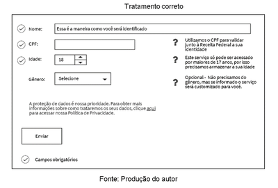 Imagem com exemplo de formulário web que atende à LGPD