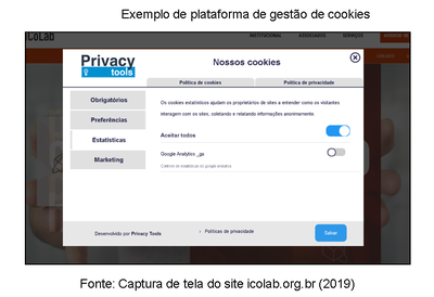 Imagem com exemplo de banner para site solicitar consentimento em cookies