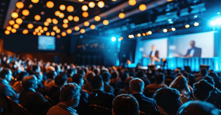 Plateia assiste a uma palestra