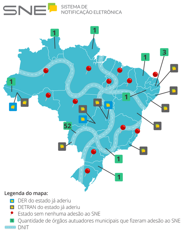 Infográfico sobre adesões ao SNE pelo país