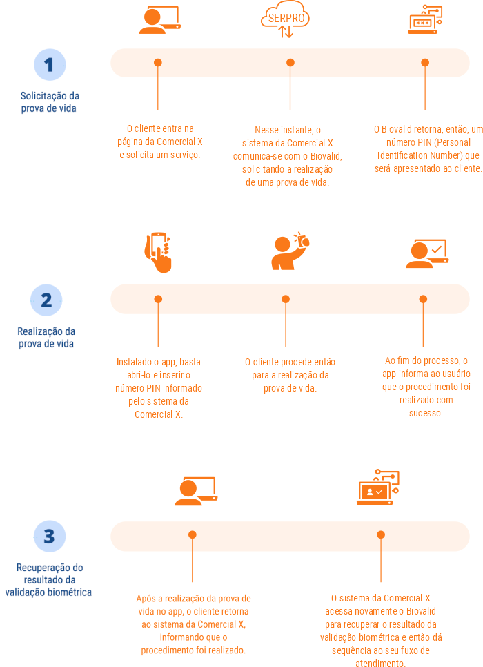 Infográfico com as etapas do reconhecimento facial no Biovalid