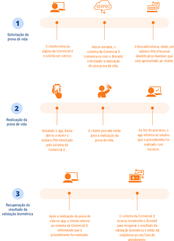 Infográfico com as etapas do reconhecimento facial no Biovalid
