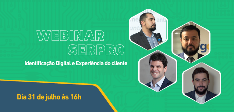 Imagem dos painelistas do Webinar Serpro