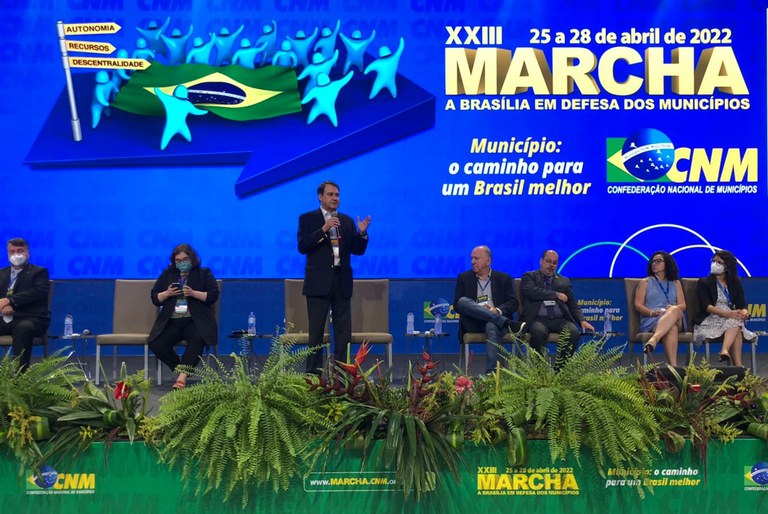 Gileno Barreto, presidente do Serpro, durante o lançamento do Cidades Gov.br, em Brasília