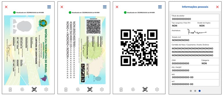 Imagens das telas principais da aplicação da CIN em formato digital