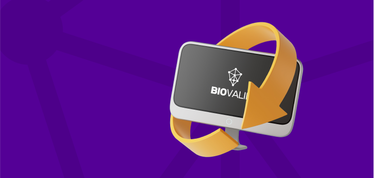 Ilustração de um celular exibindo a marca do Biovalid em sua tela