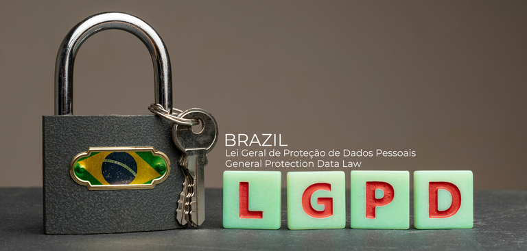 Um cadeado e, ao lado, em pequenos cubos, as letras que formam a sigla LGPD