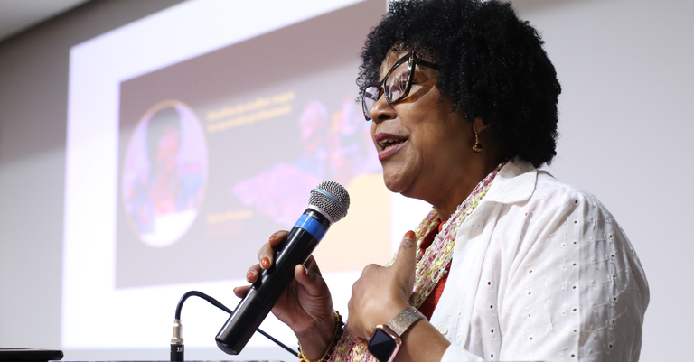 Dulce Pereira, em bate-papo do Mês da Consciência Negra, realizado no Serpro