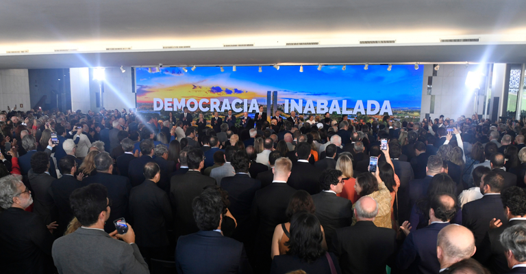 Congresso Nacional sedia cerimônia para relembrar um ano das invasões às sedes dos três Poderes da República, em Brasília / Foto: Jefferson Rudy da Agência Senado