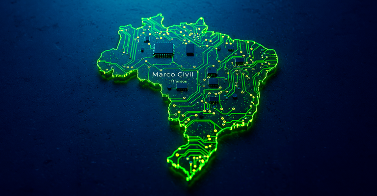 Mapa do Brasil estilizado como se fosse uma placa de circuito eletrônico