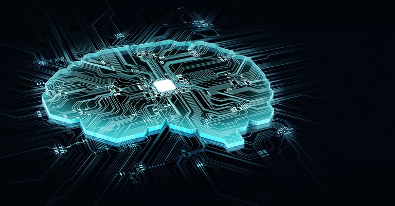 Ilustração de um cérebro humano estilizado com signos tecnológicos, representando a ideia de inteligência artificial.jpeg Ilustração de um cérebro humano estilizado com signos tecnológicos, representando a ideia de inteligência artificial.jpeg