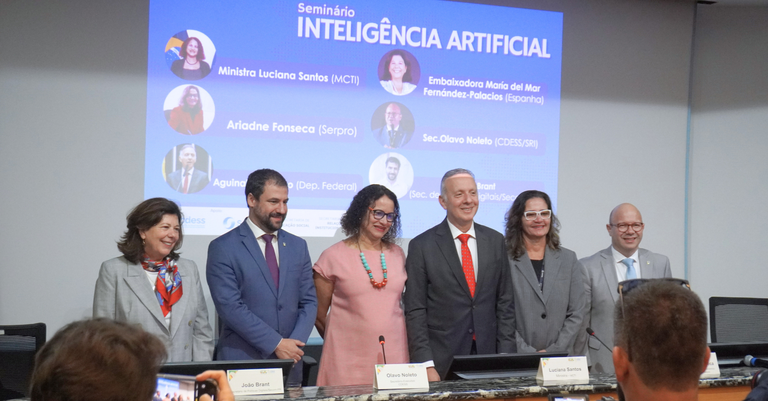 Mesa de abertura do Seminário Inteligência Artificial realizado na sede do Serpro, em Brasília Mesa de abertura do Seminário Inteligência Artificial realizado na sede do Serpro, em Brasília