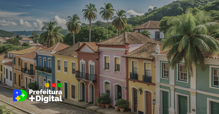 Imagem da cidade de Olinda, em Pernambuco, sobre a qual foi aplicada a marca do Prefeitura +Digital