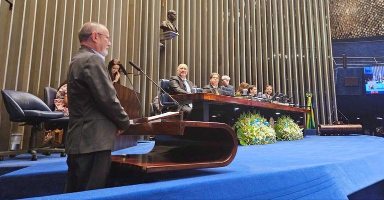 Wilton Mota, diretor-presidente do Serpro no púlpito do Senado Federal