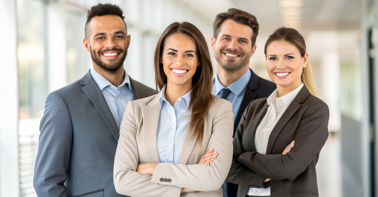 Fotografia de uma equipe de negócios de sucesso sorrindo com confiança em um ambiente de escritório moderno Fotografia de uma equipe de negócios de sucesso sorrindo com confiança em um ambiente de escritório moderno