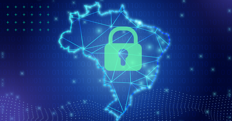 Brasil formado por pontos de conexão com um cadeado ao centro