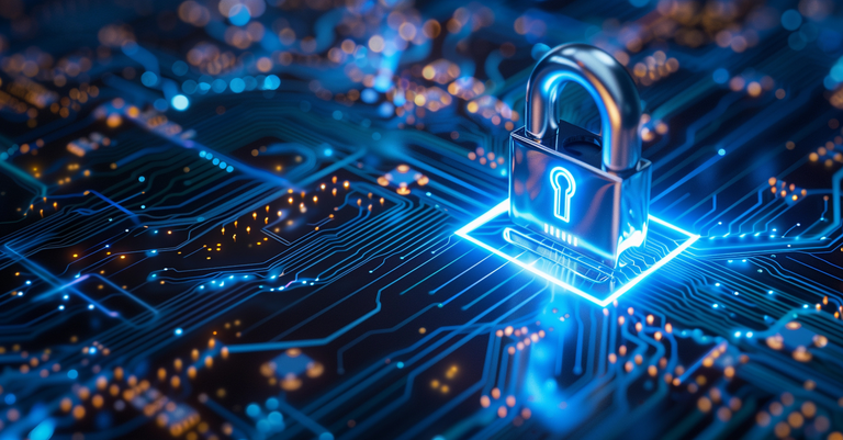 Ilustração de um cadeado sobre circuitos digitais, remetendo à governança, à segurança da informação e à proteção dos dados em ecossistemas de inteligência artificial. Ilustração de um cadeado sobre circuitos digitais, remetendo à governança, à segurança da informação e à proteção dos dados em ecossistemas de inteligência artificial.