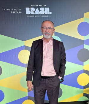 O presidente do Serpro, Wilton Mota, participou da cerimônia de lançamento do Tela Brasil